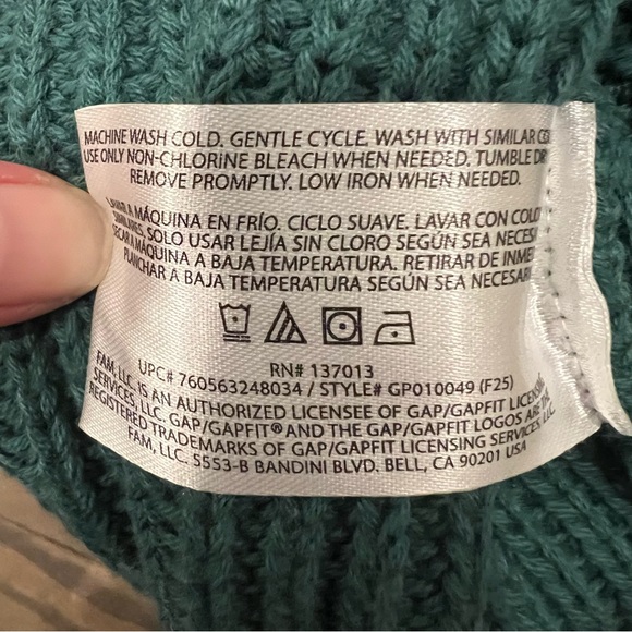 Gap Knit Sweater 100% Cotton Green Crewneck Boyfriend Chunky XS - Picture 7 of 7
